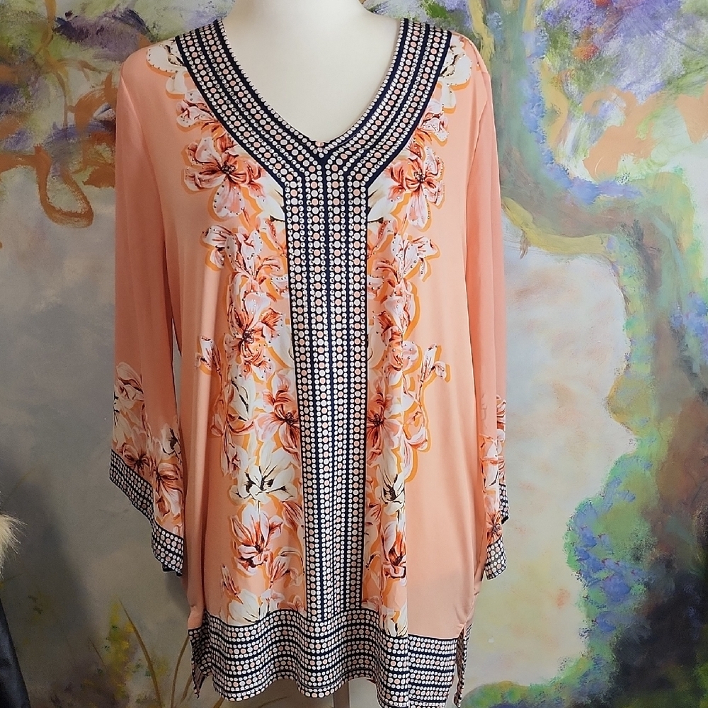 Floral Peach Women's Top - Picture 4 of 8